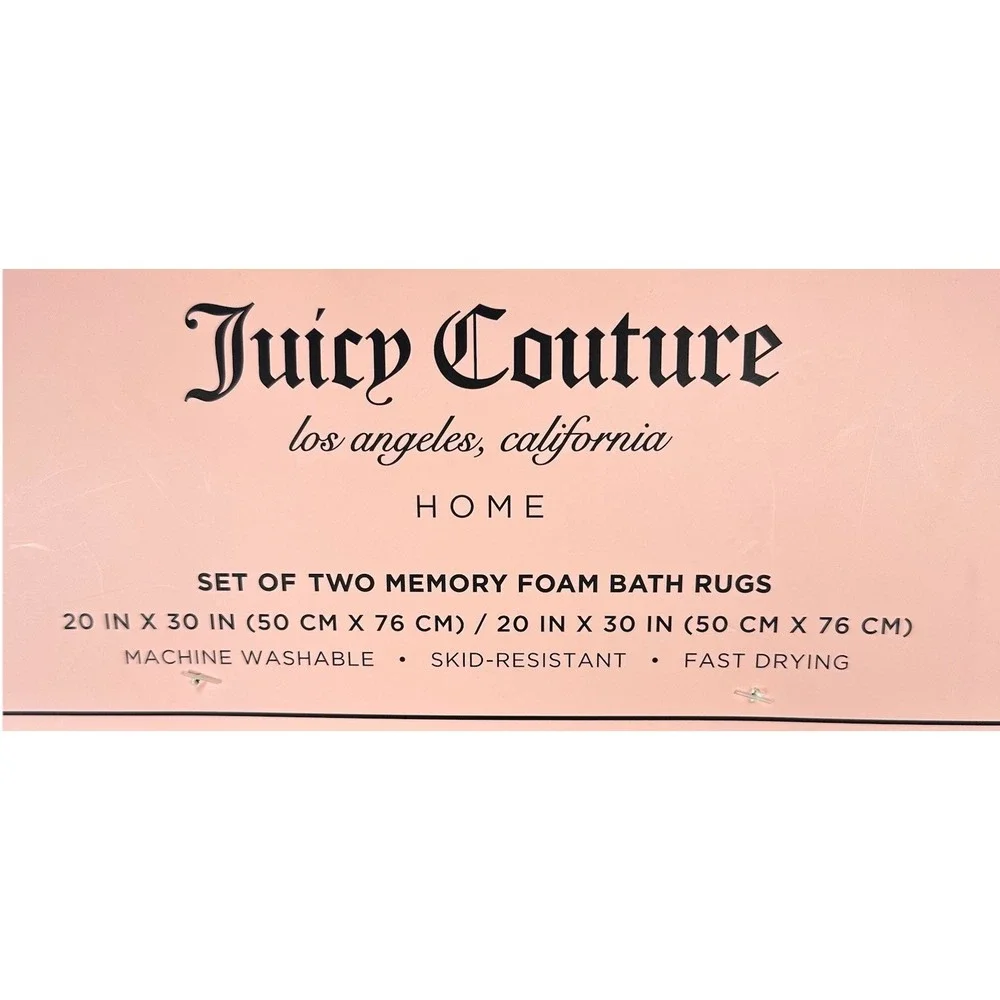 Juicy Couture Pink Bow Memory Foam Bath Rug Set 2 Pc Plush Soft 20x30